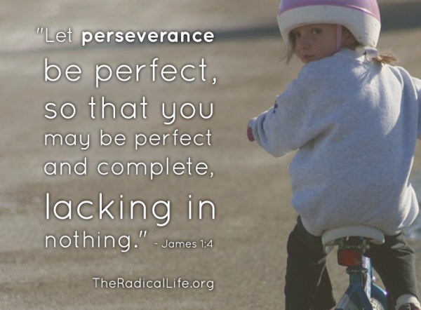 "And let perseverance be perfect, so that you may be perfect and complete, lacking in nothing." (James 1:4)